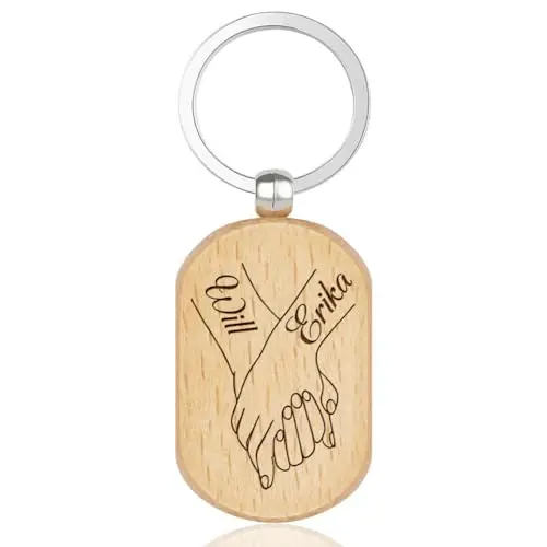 Party Gifts to BOY/Girlfriend Family Personalized Name Wooden Keychain - Custom Engraved Key Chain, Handmade Gift for Couples, - Image 5