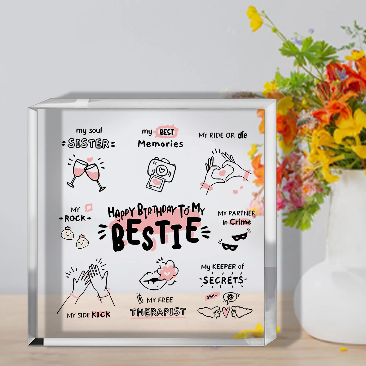 2D Flat Bestie Gifts for Women, Friend Gifts, Best Friend Women Gifts, Friendship Gifts for Women, Birthday Gifts for Bff Soul - Image 2