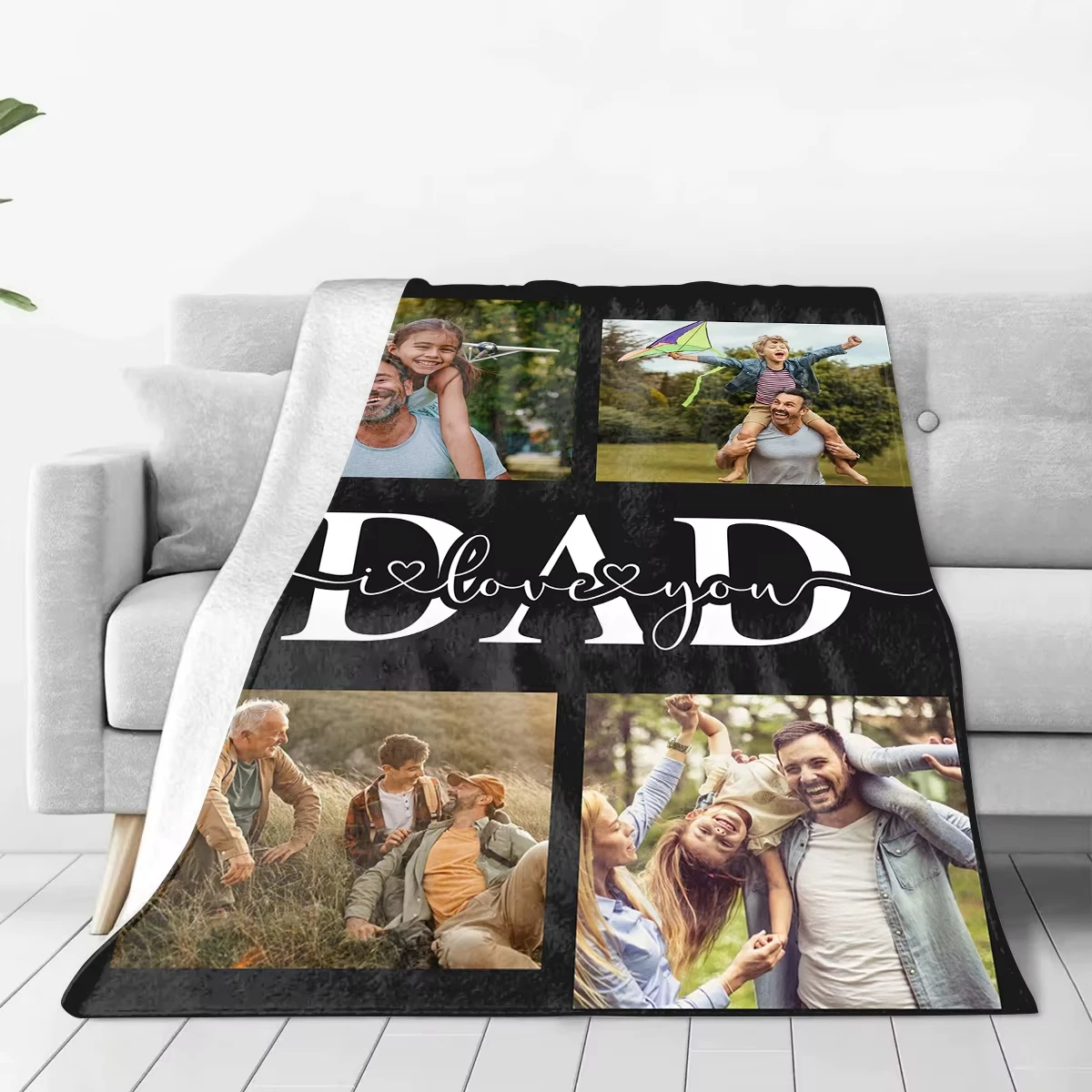 Fathers Day Gifts Personalized Custom Blanket Customizable Photos Throw Blankets For Dad Birthday Present From Daughter or Son - Image 5