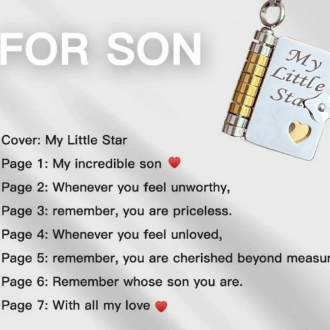 Christmas Ideal Gifts For Son My Champion Book Necklace Openable Pages My Little Star Stainless Steel Engraved Message Necklace - Image 31
