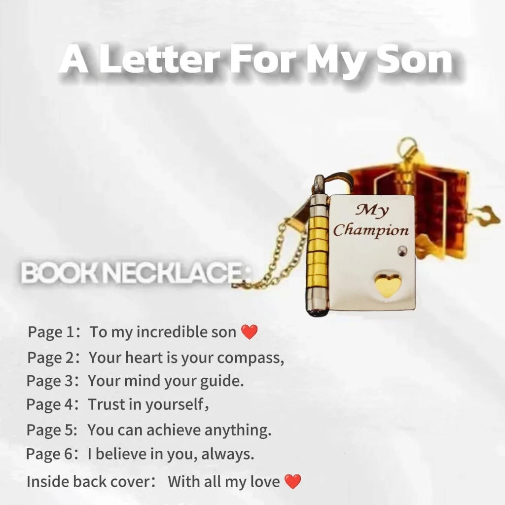 Christmas Ideal Gifts For Son My Champion Book Necklace Openable Pages My Little Star Stainless Steel Engraved Message Necklace - Image 32