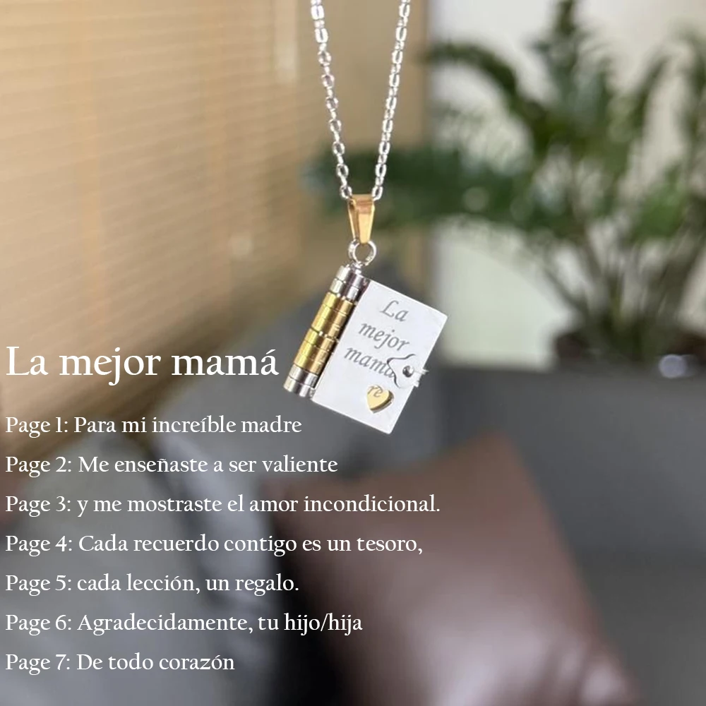 Christmas Ideal Gifts For Son My Champion Book Necklace Openable Pages My Little Star Stainless Steel Engraved Message Necklace - Image 18