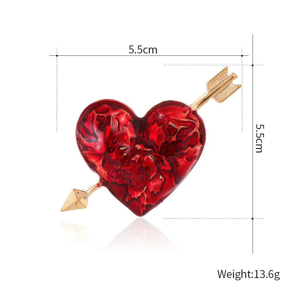 Romantic valentine's day gift red heart design brooch ladies girls pin accessories - Image 2