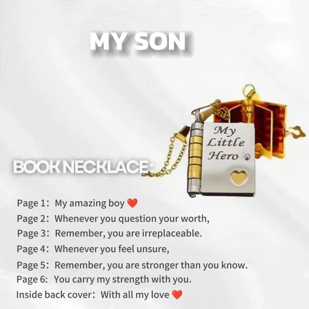 Christmas Ideal Gifts For Son My Champion Book Necklace Openable Pages My Little Star Stainless Steel Engraved Message Necklace - Image 28
