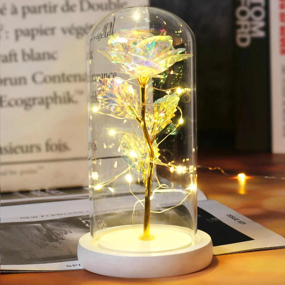 Best Mother's Day Gift Enchanted Galaxy Rose Beauty And The Beast LED Glass Dome Wood Base Flower Valentine's Day Christmas gift - Image 5