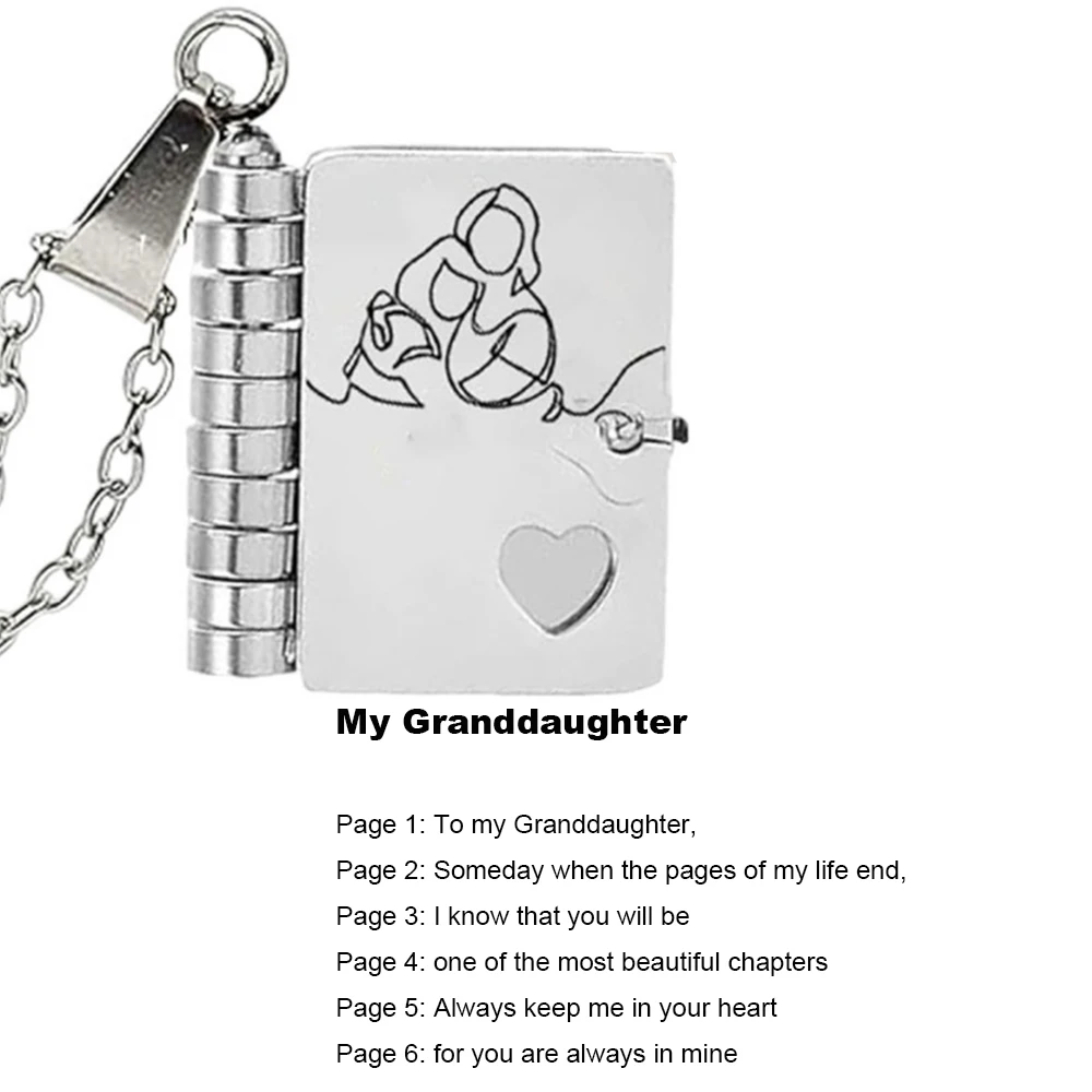 Christmas Ideal Gifts For Son My Champion Book Necklace Openable Pages My Little Star Stainless Steel Engraved Message Necklace - Image 21