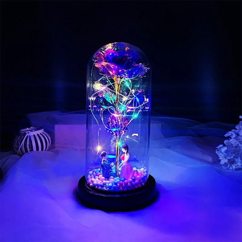 Birthday Gift for Girlfriend Colorful Rose Eternal Flower Luminous Decoration Proposal Prop Valentine's Day Gift for Wife - Image 7