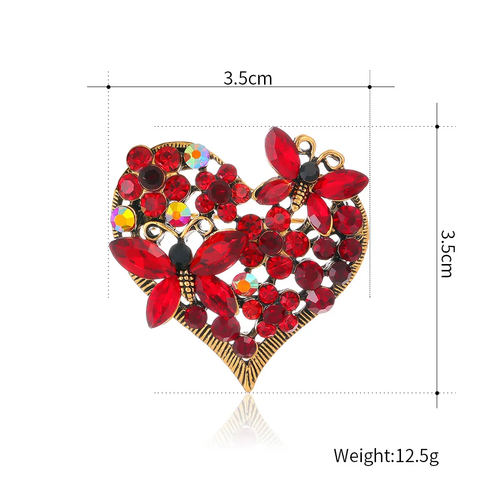 Romantic valentine's day gift red heart design brooch ladies girls pin accessories - Image 3