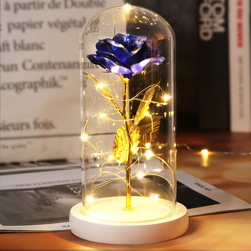 Best Mother's Day Gift Enchanted Galaxy Rose Beauty And The Beast LED Glass Dome Wood Base Flower Valentine's Day Christmas gift - Image 6