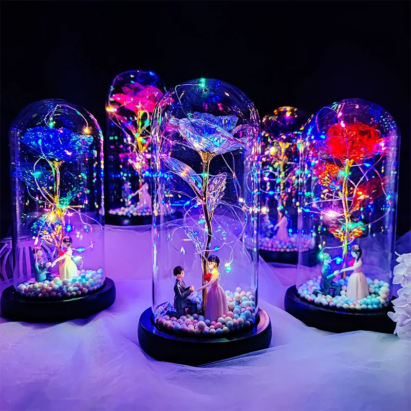 Birthday Gift for Girlfriend Colorful Rose Eternal Flower Luminous Decoration Proposal Prop Valentine's Day Gift for Wife - Image 4