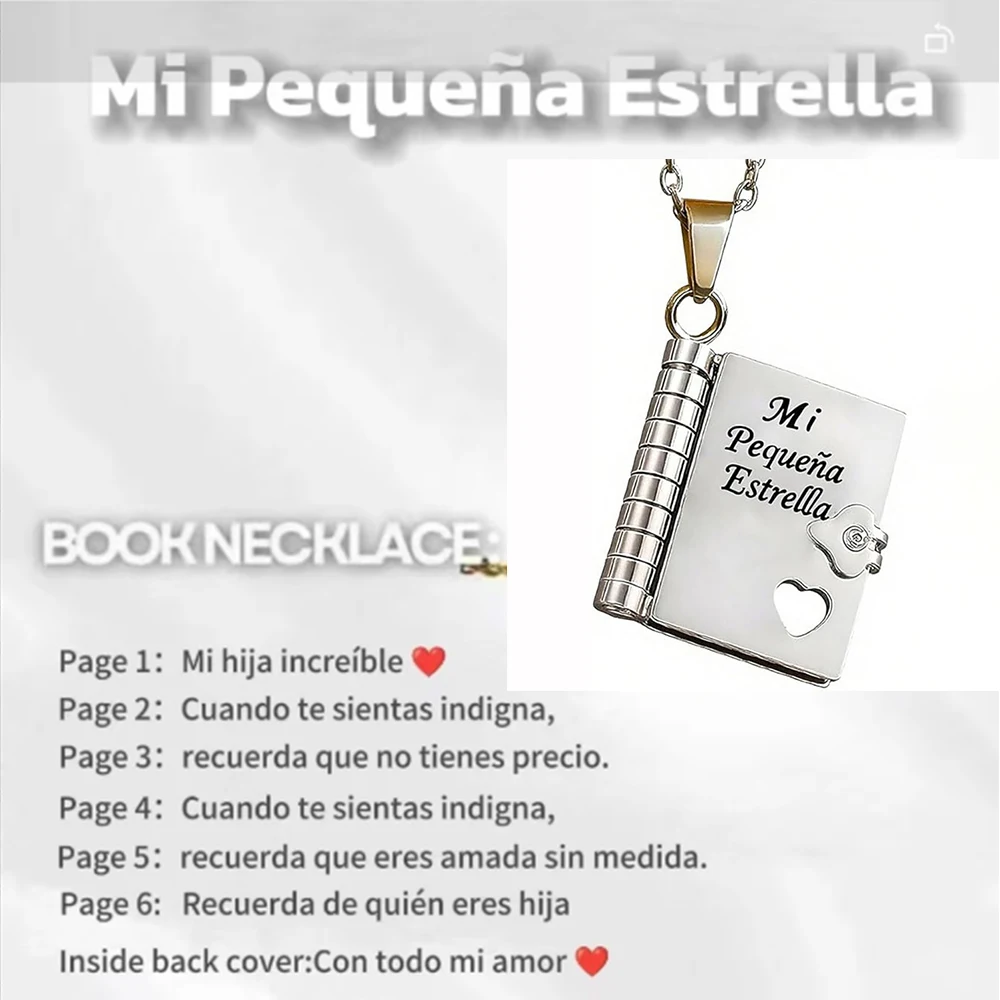 Christmas Ideal Gifts For Son My Champion Book Necklace Openable Pages My Little Star Stainless Steel Engraved Message Necklace - Image 17