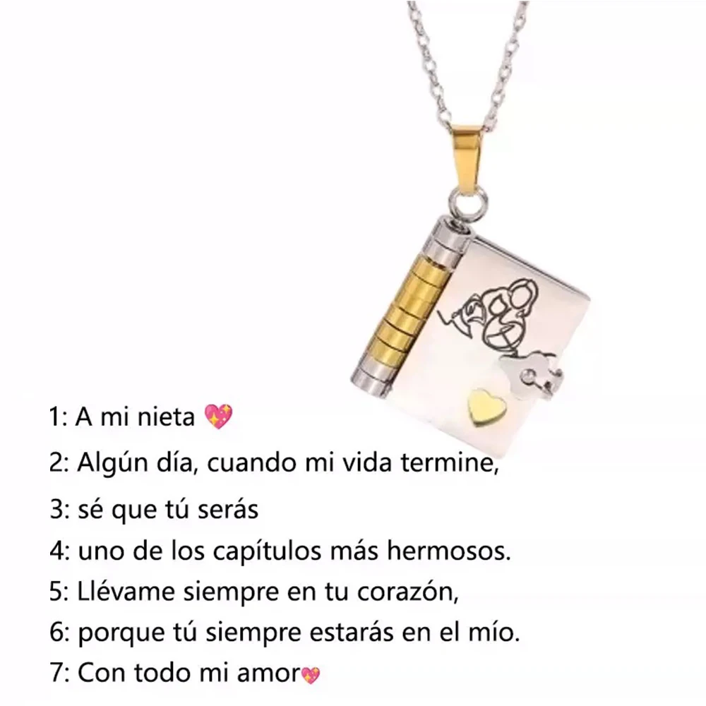 Christmas Ideal Gifts For Son My Champion Book Necklace Openable Pages My Little Star Stainless Steel Engraved Message Necklace - Image 8