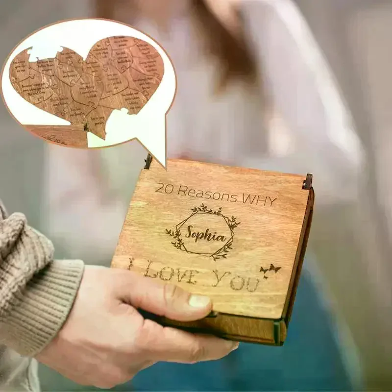 20 Reasons Why I Love You Puzzle Engraved Love Gift Home Decor Sentimental Gifts Personalized Mother's Day Valentine Day Gift - Image 4