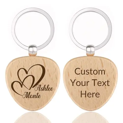 Party Gifts to BOY/Girlfriend Family Personalized Name Wooden Keychain - Custom Engraved Key Chain, Handmade Gift for Couples,
