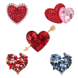 Romantic valentine's day gift red heart design brooch ladies girls pin accessories