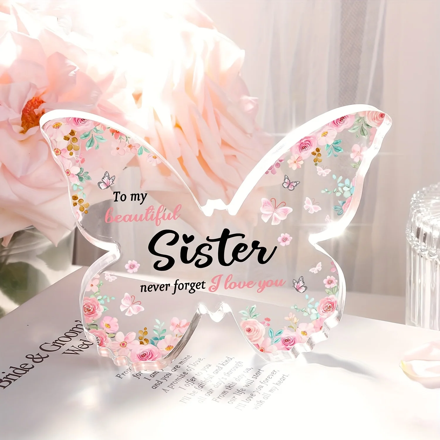 Sister Birthday Gifts, Mothers Day Gifts, Christmas Gifts for Sister, Best Friend and Bestie, Beautiful Butterfly-shaped Acrylic - Image 6