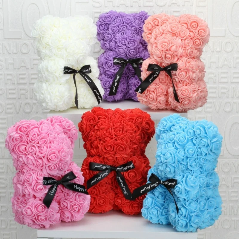 Romantic Valentine's Day Rose Bear Creative Eternal Flower Rose Bear Christmas Gift Hug Bear Wedding Flower Decoration Gift - Image 2