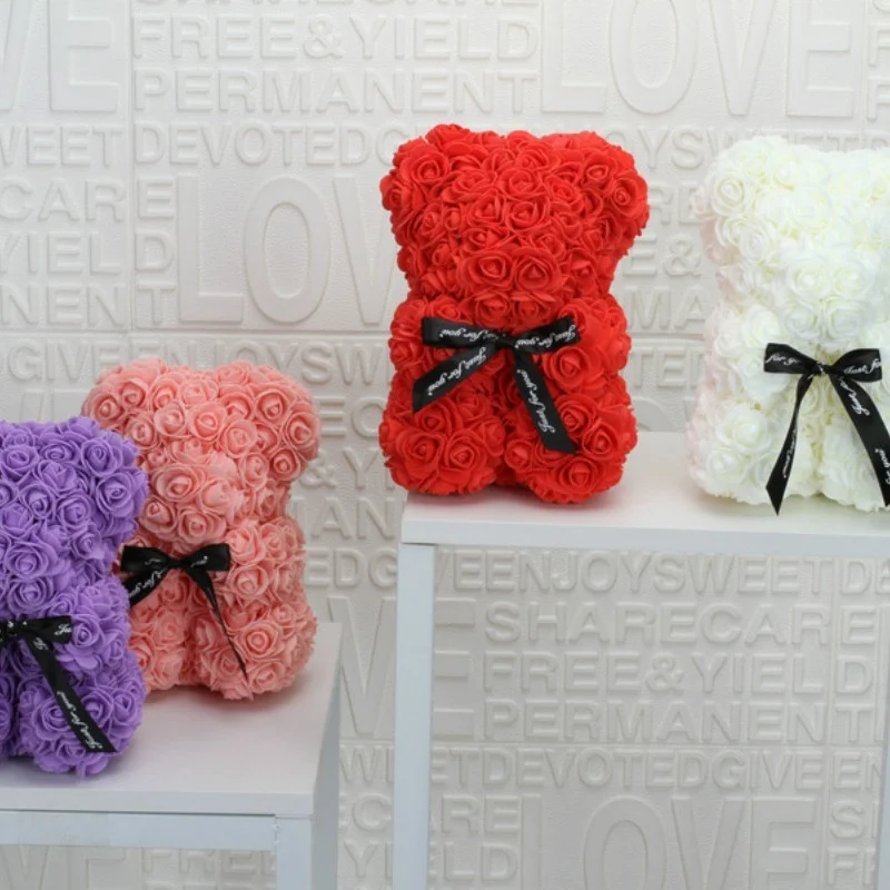 Romantic Valentine's Day Rose Bear Creative Eternal Flower Rose Bear Christmas Gift Hug Bear Wedding Flower Decoration Gift - Image 5
