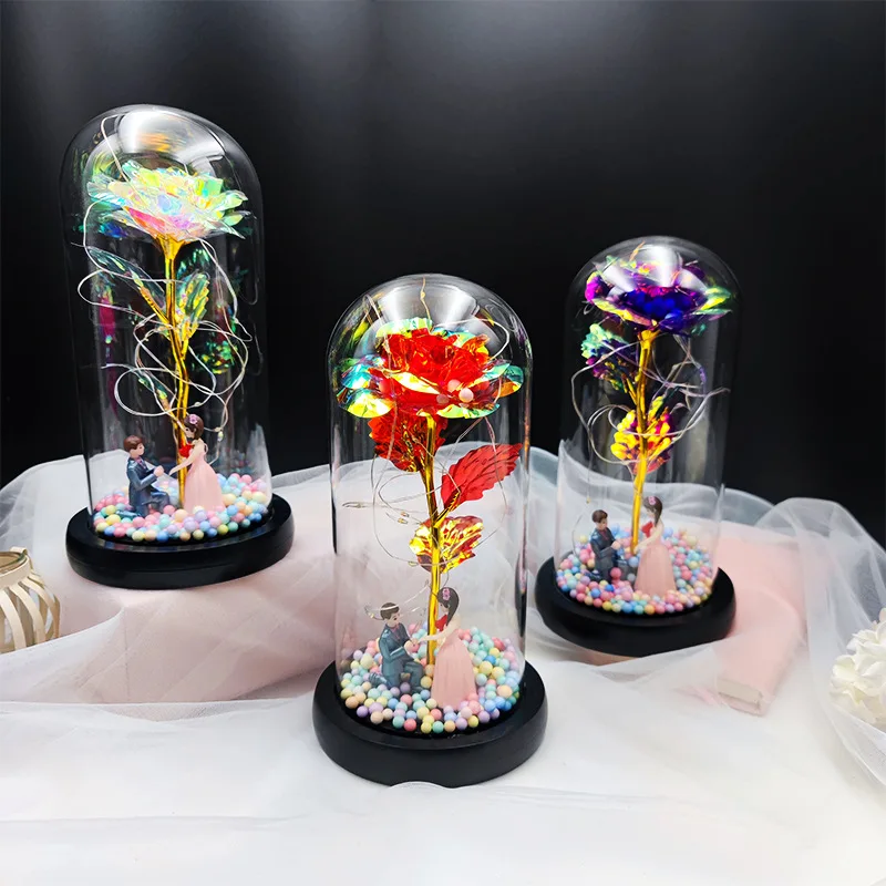 Birthday Gift for Girlfriend Colorful Rose Eternal Flower Luminous Decoration Proposal Prop Valentine's Day Gift for Wife - Image 3