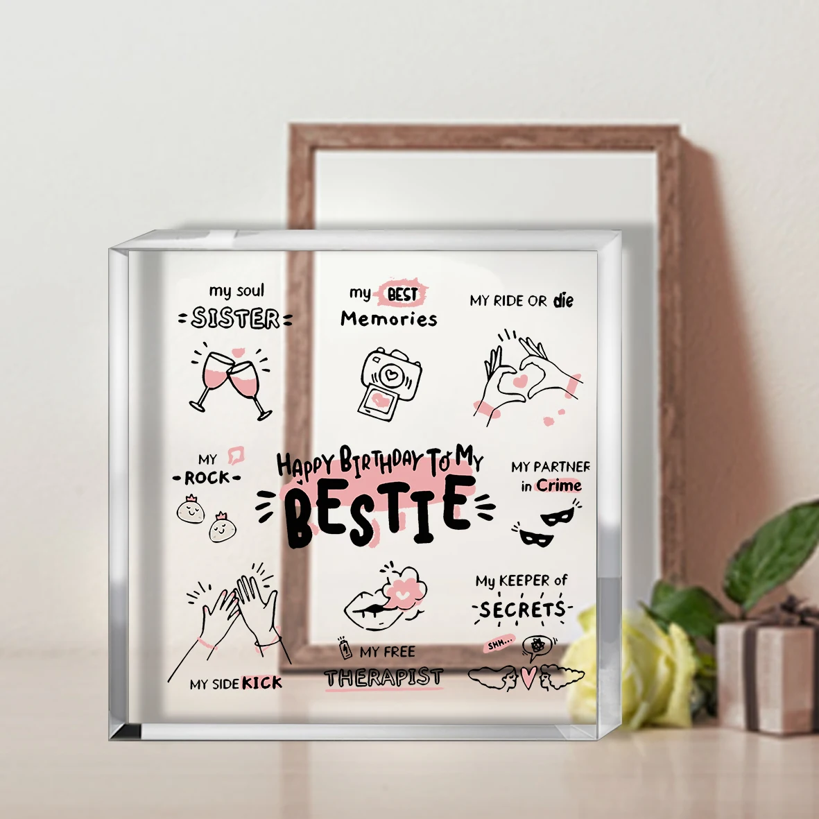 2D Flat Bestie Gifts for Women, Friend Gifts, Best Friend Women Gifts, Friendship Gifts for Women, Birthday Gifts for Bff Soul - Image 4