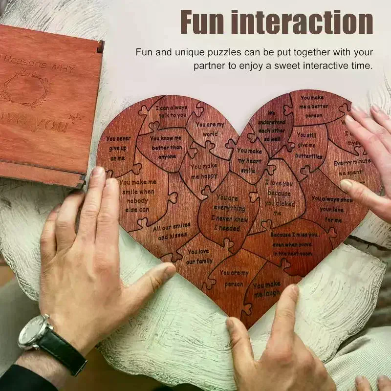 20 Reasons Why I Love You Puzzle Engraved Love Gift Home Decor Sentimental Gifts Personalized Mother's Day Valentine Day Gift - Image 2