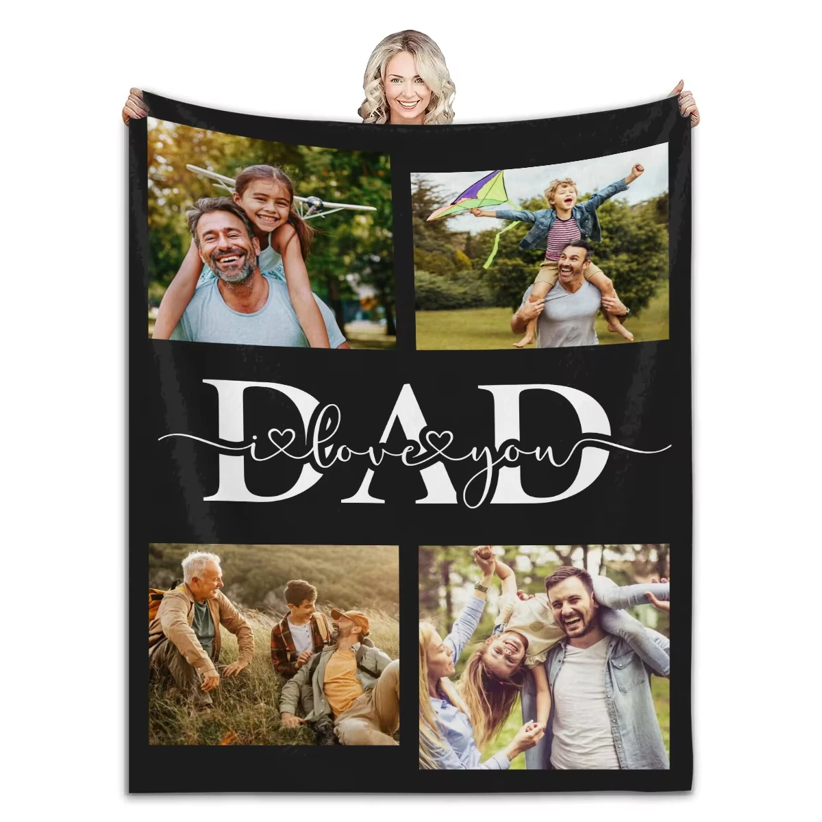 Fathers Day Gifts Personalized Custom Blanket Customizable Photos Throw Blankets For Dad Birthday Present From Daughter or Son - Image 2