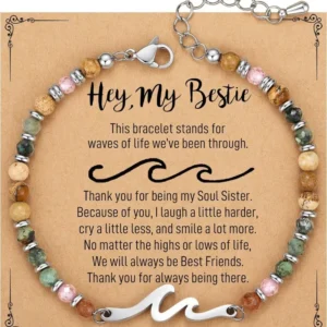Friend Gifts for Women, Sister Gift, Friendship Bracelets, Wave Bestie Best Friend Birthday Christmas Stocking Stuffers Bracelet