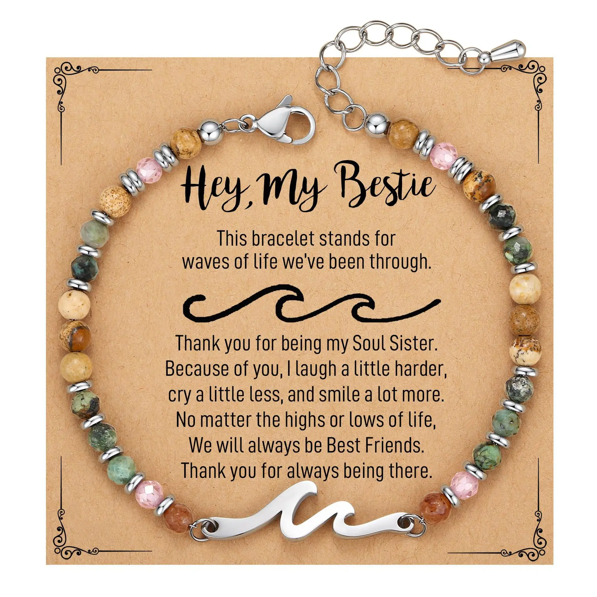 Friend Gifts for Women, Sister Gift, Friendship Bracelets, Wave Bestie Best Friend Birthday Christmas Stocking Stuffers Bracelet - Image 8