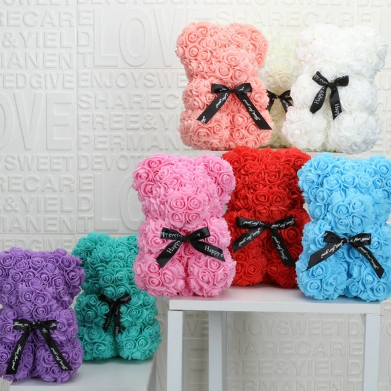 Romantic Valentine's Day Rose Bear Creative Eternal Flower Rose Bear Christmas Gift Hug Bear Wedding Flower Decoration Gift - Image 4