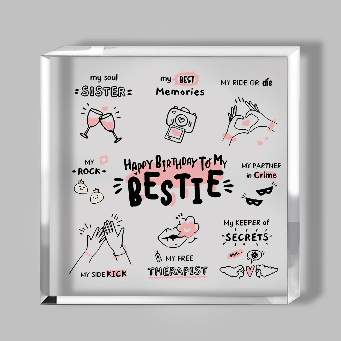 2D Flat Bestie Gifts for Women, Friend Gifts, Best Friend Women Gifts, Friendship Gifts for Women, Birthday Gifts for Bff Soul