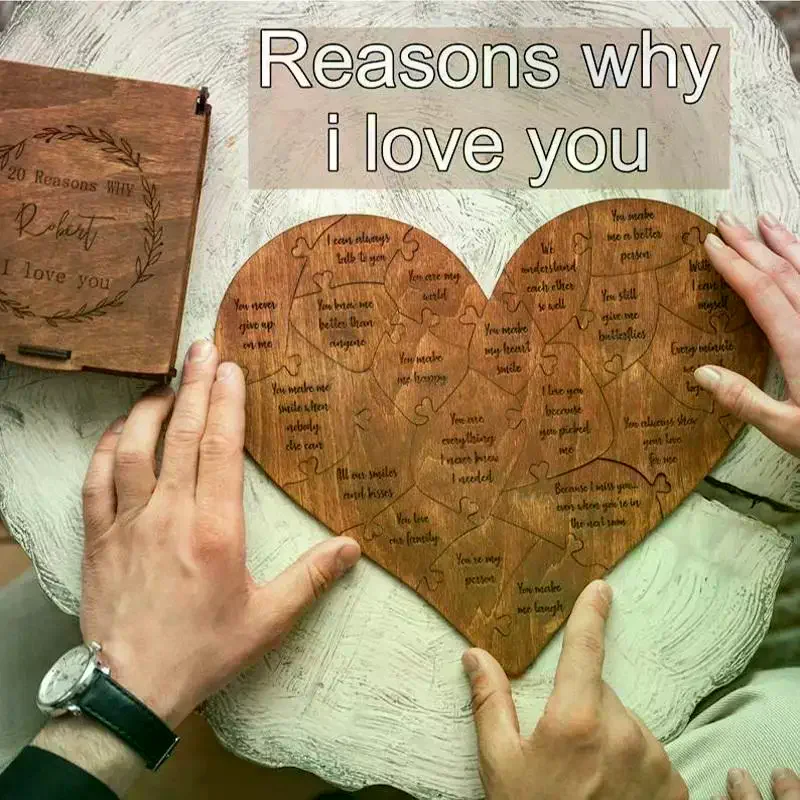 20 Reasons Why I Love You Puzzle Engraved Love Gift Home Decor Sentimental Gifts Personalized Mother's Day Valentine Day Gift - Image 3