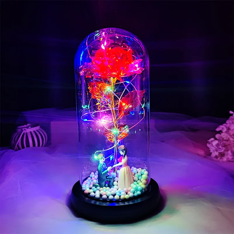 Birthday Gift for Girlfriend Colorful Rose Eternal Flower Luminous Decoration Proposal Prop Valentine's Day Gift for Wife - Image 6