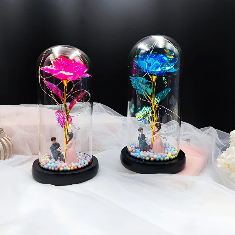 Birthday Gift for Girlfriend Colorful Rose Eternal Flower Luminous Decoration Proposal Prop Valentine's Day Gift for Wife - Image 2