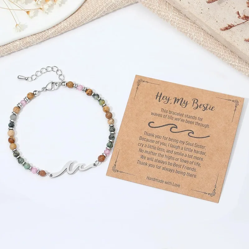 Friend Gifts for Women, Sister Gift, Friendship Bracelets, Wave Bestie Best Friend Birthday Christmas Stocking Stuffers Bracelet - Image 5
