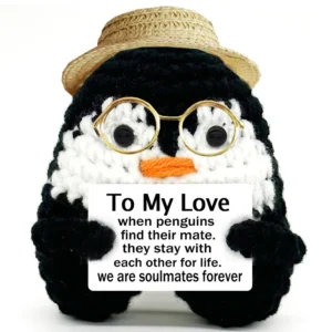 Gifts for Him Her Boyfriend Girlfriend Crochet Penguin Present, Anniversary Wedding Birthday Romantic Love Gift for Couple