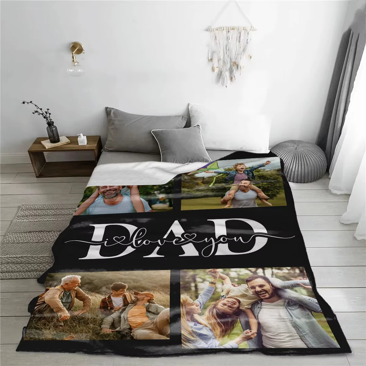 Fathers Day Gifts Personalized Custom Blanket Customizable Photos Throw Blankets For Dad Birthday Present From Daughter or Son - Image 4