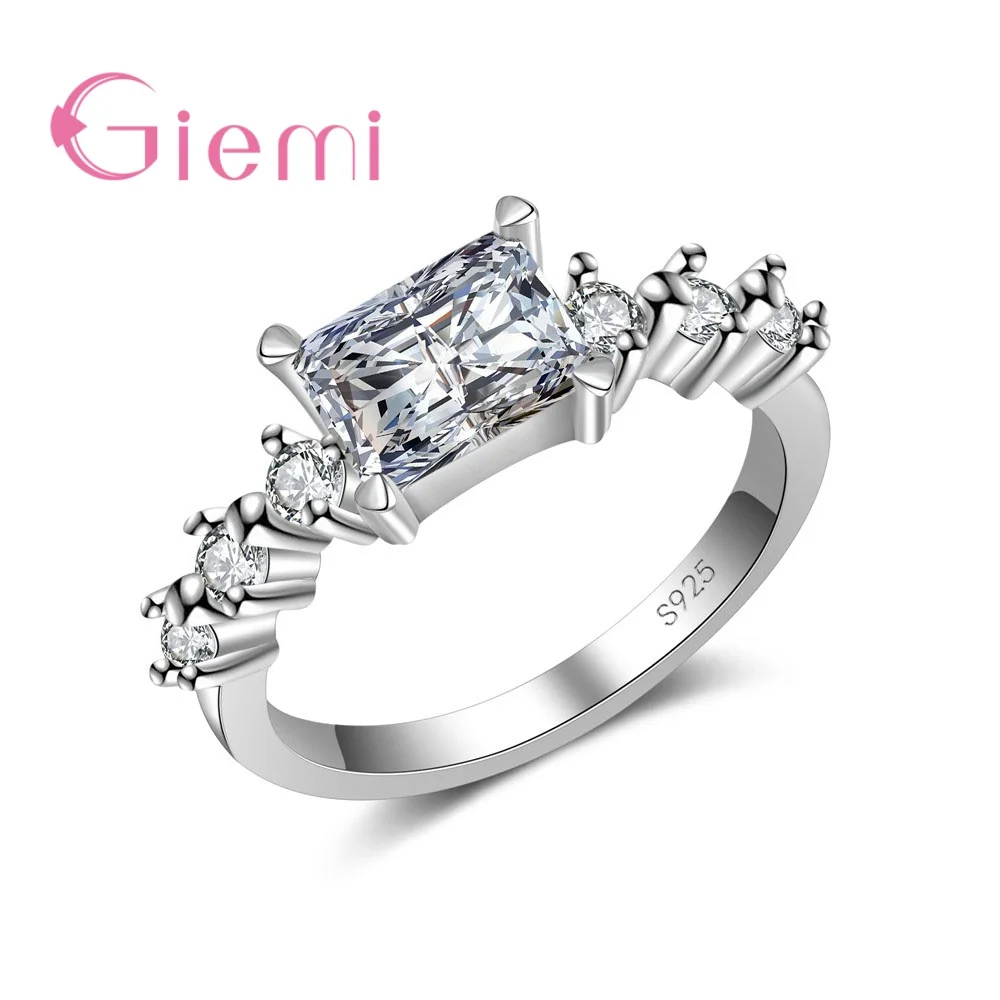 Romantic Christmas Gifts For Girlfriend Genuine 925 Sterling Silver Finger Rings with High Quality Crystals Women Anel